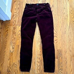 Citizens of Humanity velvet size 25 maroon rocket style high rise skinny pants